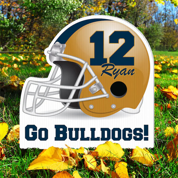 Football Yard Sign Personalized Cheer Squad Sign, Customize Name & Initial, School Colors