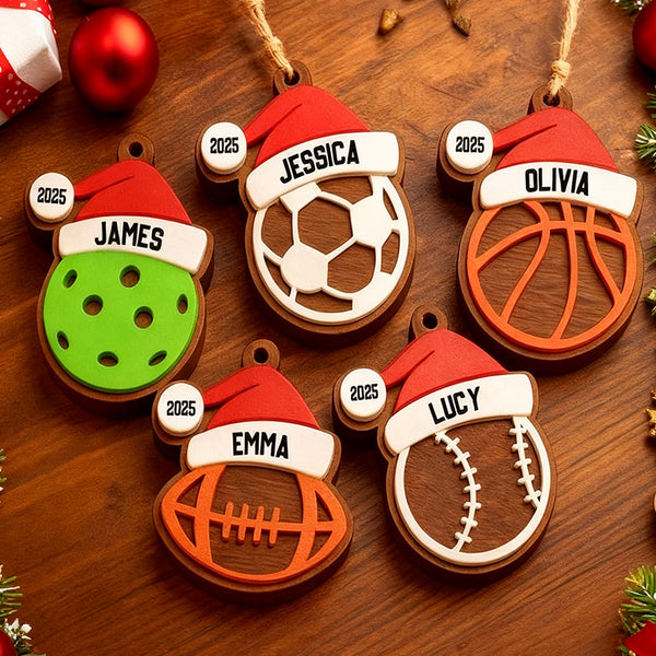 Personalized Sports Christmas Ornament, Custom Name Ornament