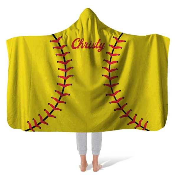Hooded Fleece Blanket - Softball  Football Basketball Baseball Soccer