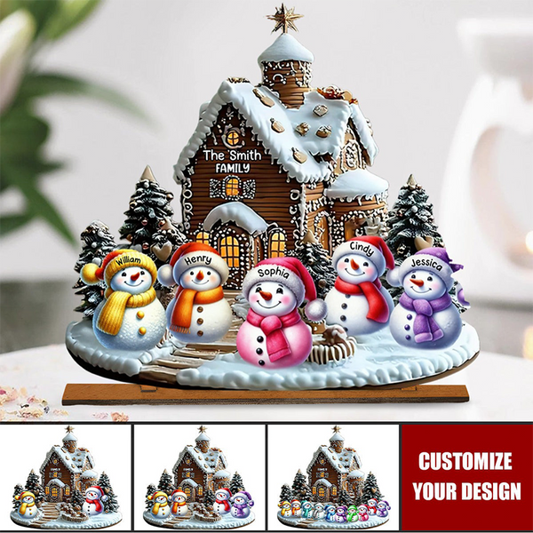 Merry Christmas Snowman - Personalized Family  Christmas Ornament