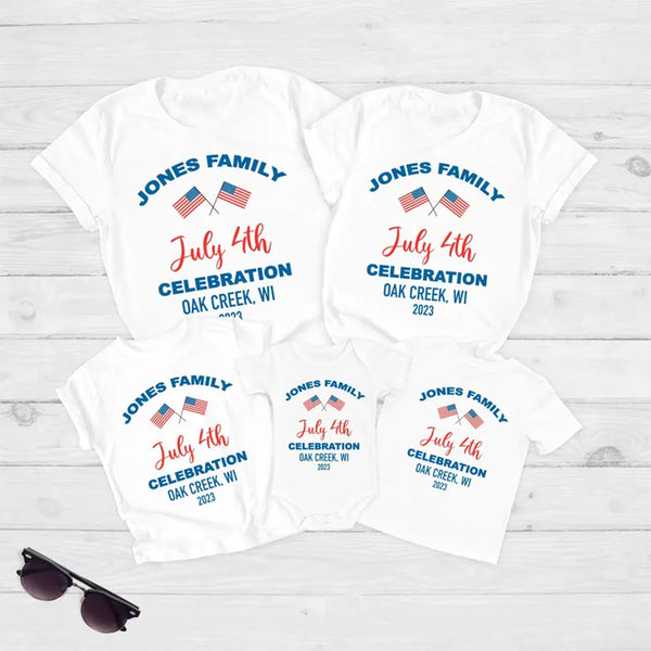 Patriotic Family Matching T-Shirts, Custom Family July 4th Celebration Shirt
