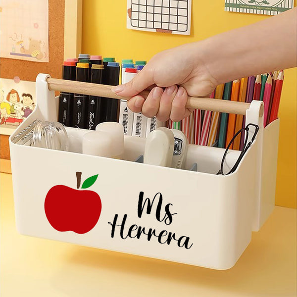 Personalised Teacher Desk Organizer with Name Teacher Pencil Holder