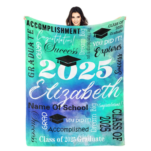 Custom Blanket With Name, Personalized Graduation Blanket