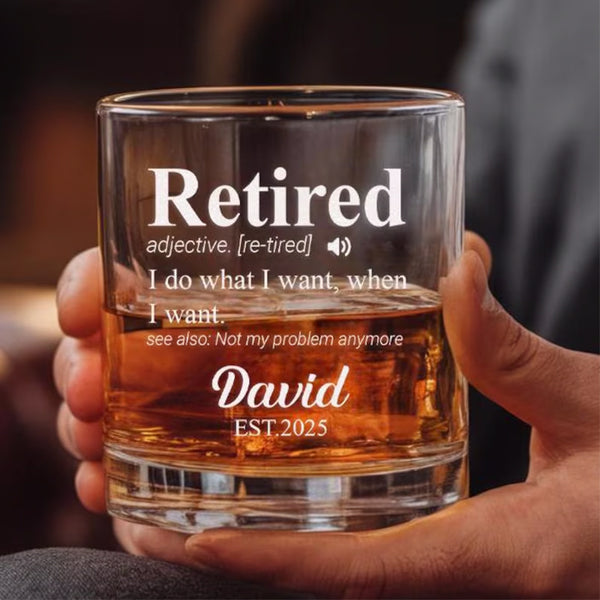 Personalized Retirement Definition Whiskey Glass