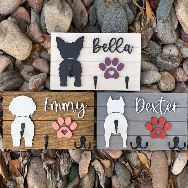 Custom Shiplap Dog Leash Holder, Personalized Leash holder