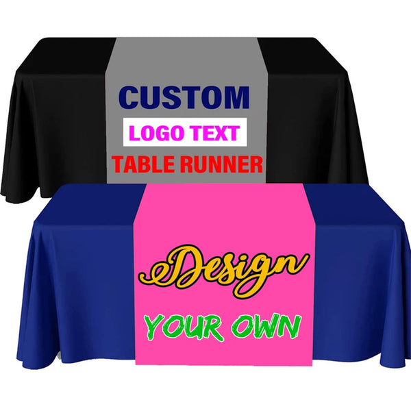 Custom Table Runner 36"x72" with Business Logo Text