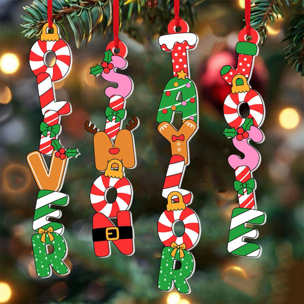Personalized Kids Name Letter Ornament: Acrylic Christmas