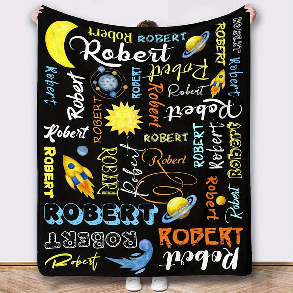 Custom Cartoon Name Blanket - Soft Flannel