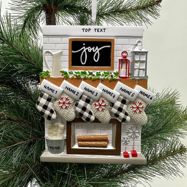Fireplace Mantel Family Stocking Ornament