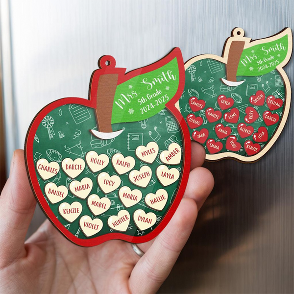Personalized Teacher Apple Magnet with Studen's name, Teacher Appreciation Gifts