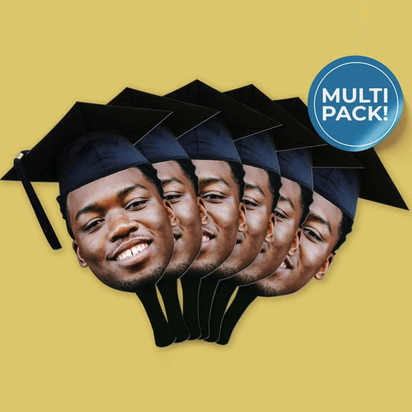 Custom Graduation Handheld Fan Face With Grad Cap Congrats Grad Head Cutout on Stick Graduation