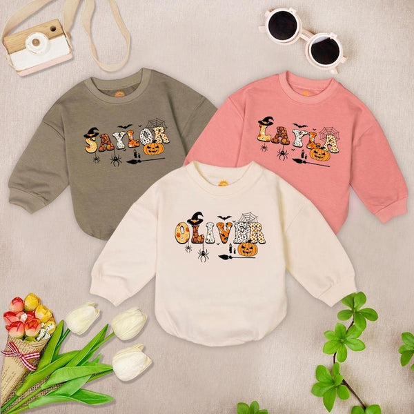 Personalized Baby Name Halloween Romper Sweatshirt
