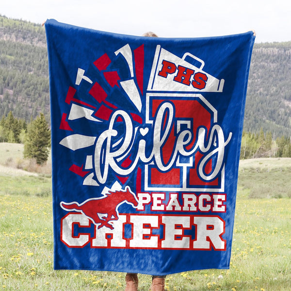 Custom Pearce Mustang Cheer Blanket for PHS Cheerleaders and Their Supporters