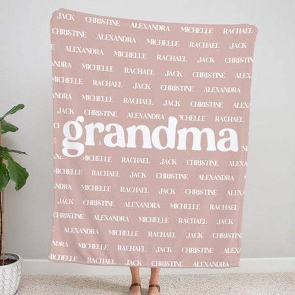 Grandma & Grandpa Blanket, Custom Name Blanket, Fleece