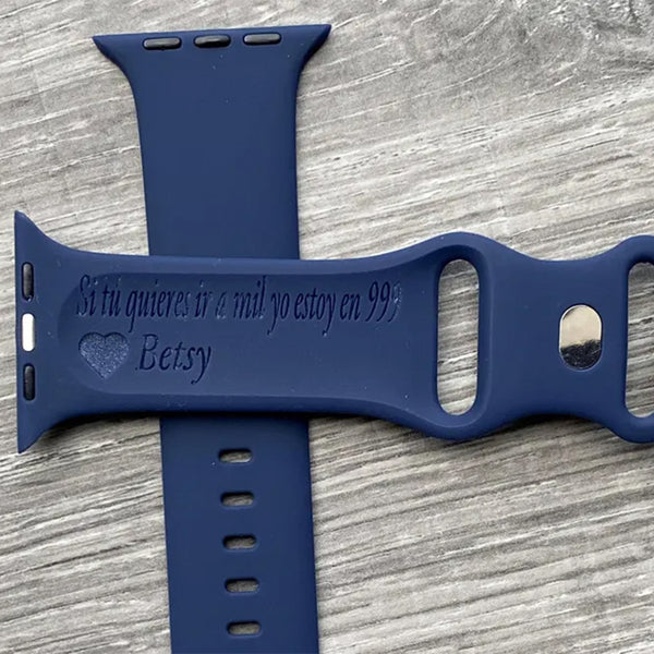 Personalized Apple Watch Band – Custom Engraved Silicone Strap