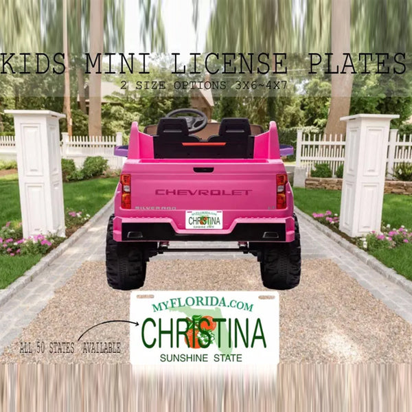 Personalized State Mini License Plate, Kids Vanity Plate