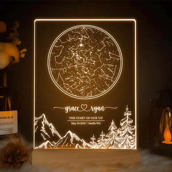 Custom star map by date, Engagement star light
