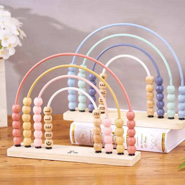 Personalized Montessori Rainbow Abacus,Wooden Engraved Baby Abacus