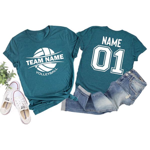 Custom Volleyball Sports Team T-Shirt with Your Text and Number