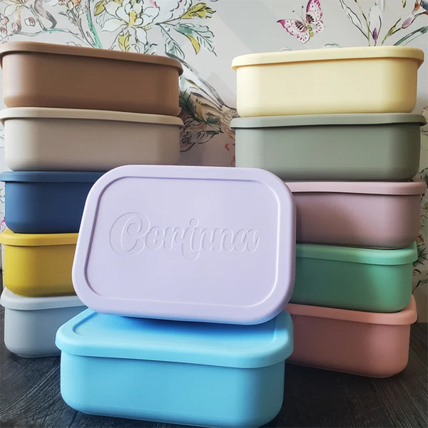 Personalized Silicone Bento Lunch Box, Custom Meal Prep Container
