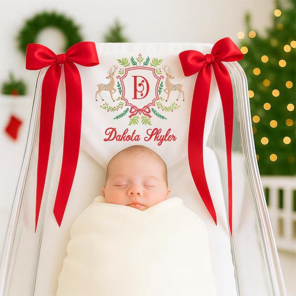 Custom Baby Banner Merry Christmas 2025, Welcome Banner with Deer