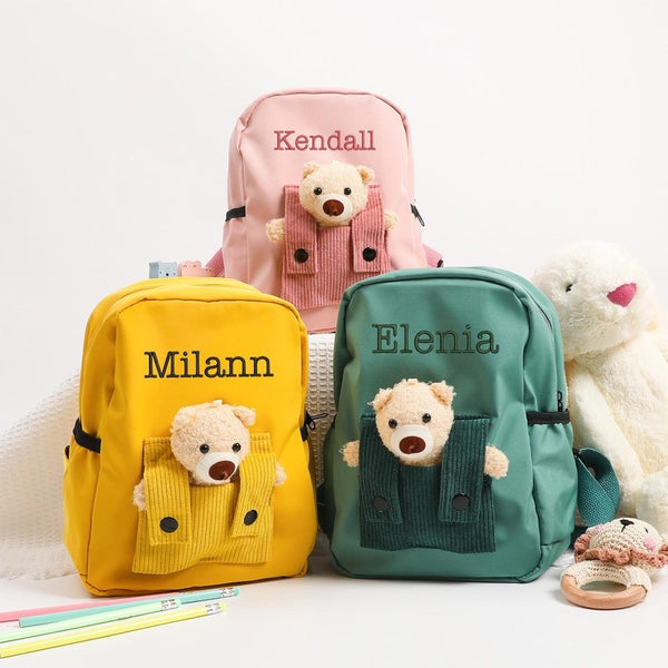 Personalized Name Bag Pack For Kids With Cute Bear  School Bag