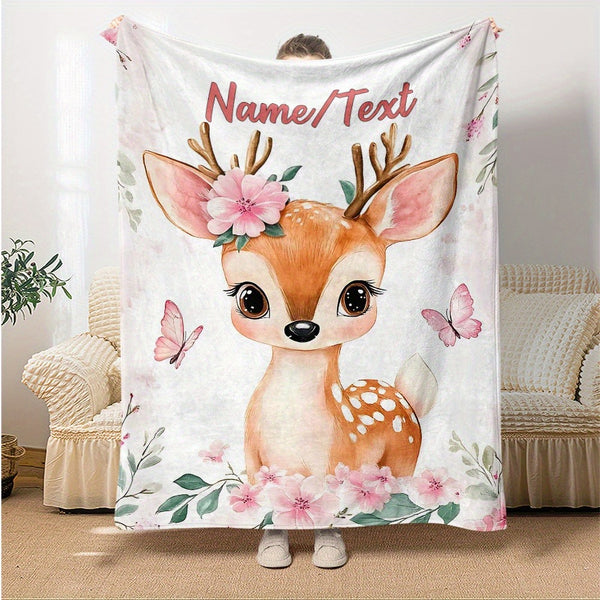 Personalized Glam Deer Flannel Blanket