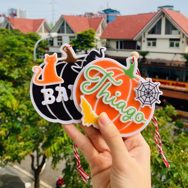 Personalized Pumpkin Basket Tags, Halloween Basket Tag