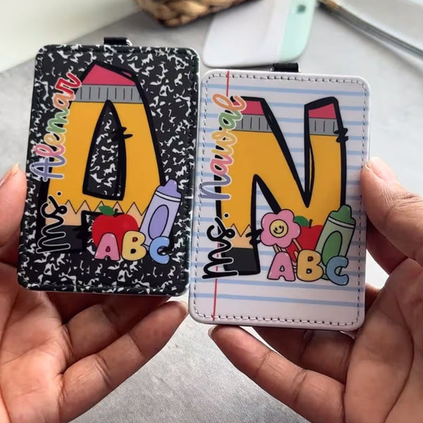 Custom Teacher ID Badge Holder, Personalized Badge Holder
