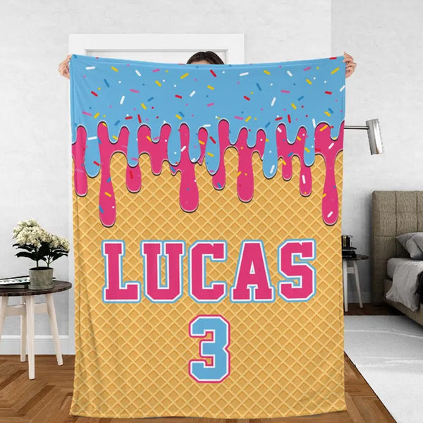 Custom Baseball Drip Plush Blanket: Personalized Kid's Birthday Gift