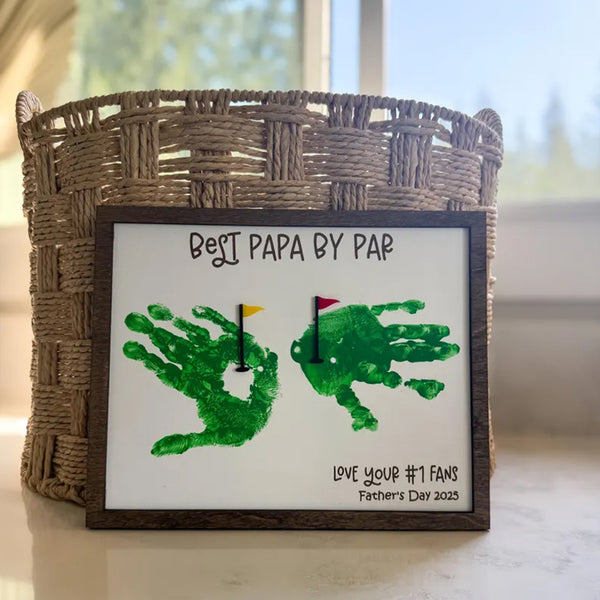 Father’s Day Golf Handprint Sign, Best Dad by Par Gift