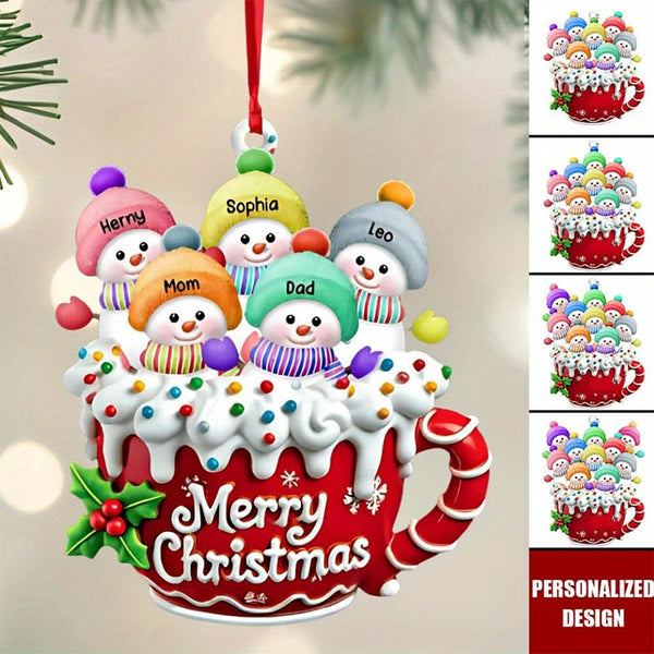 Personalized Snowman Family Ornament, Custom Family Christmas Ornament