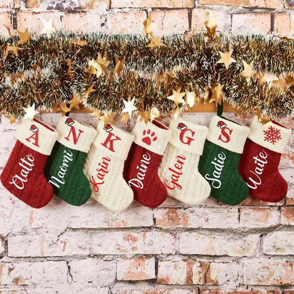 Personalized Mini Christmas Stockings with Names Family Knitted Christmas Stockings