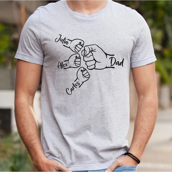 Custom Fist Bump Dad Shirt, Dad Shirt With Kids Names