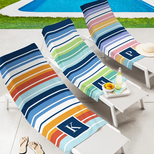 Personalized Beach Towel-Initial Stripes-Customized Towel-For the Beach Lover