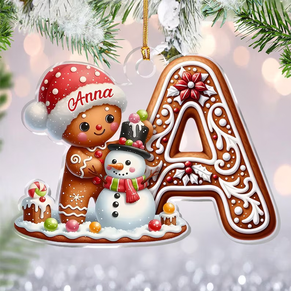 Custom First Letter Gingerbread Ornaments, Personalized Alphabet Letters