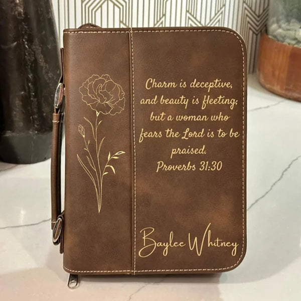Custom Faux Leather Bible Cover: Engraved Religious Gift