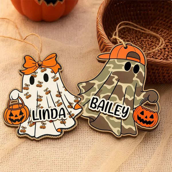 Personalized 3D Ghost Halloween Basket Tag