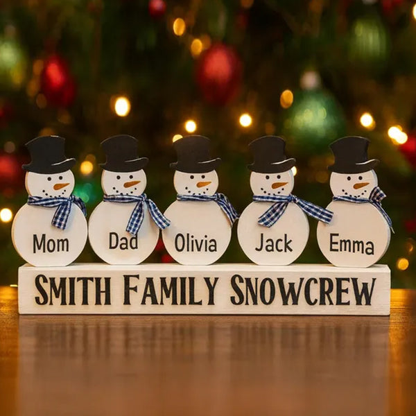 Personalized Snowman Family Sign: Rustic Christmas Mantel Decor