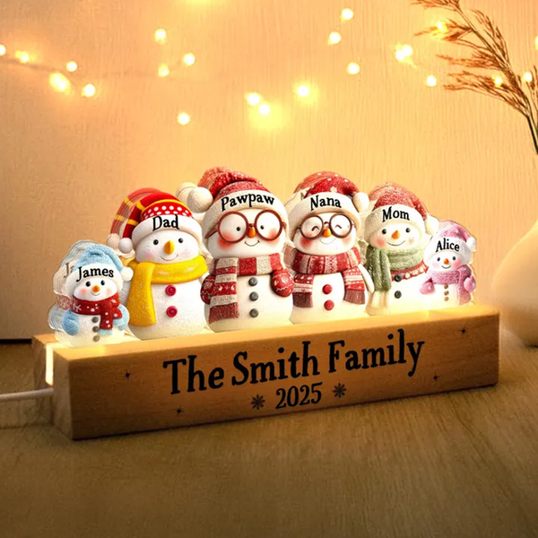 Custom Snowman Family Christmas Night Light