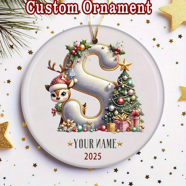 Personalized 2025 Christmas Letter  Ceramic Hanging Ornament