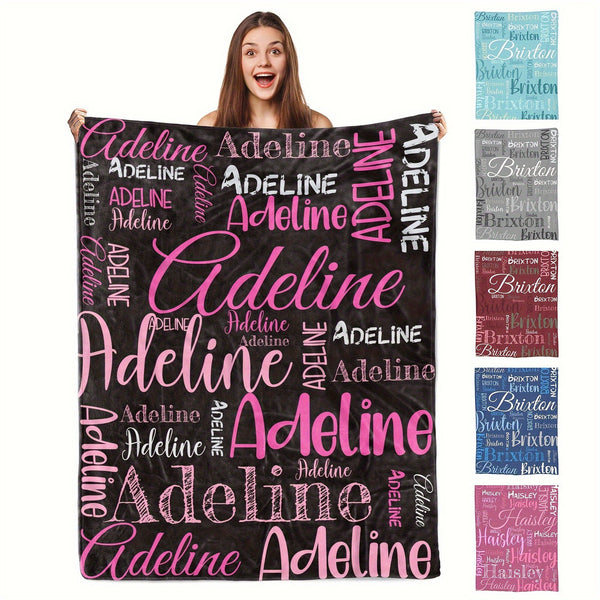 Personalized,Blankets  Soft & Cozy, All-Season Vintage Print in Pink & Black with White Text