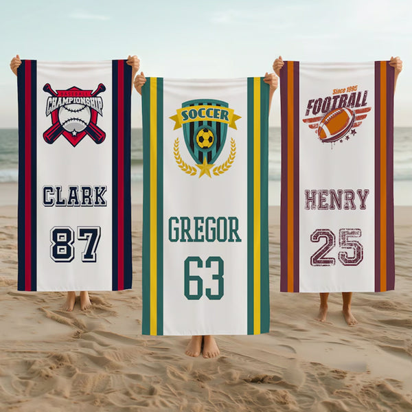 Personalized Football Volleyball Basketball Baseball Softball Soccer Logo Beach Towel