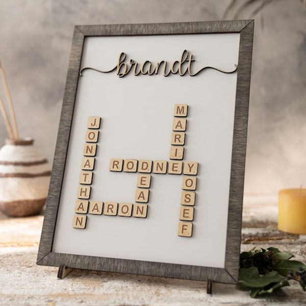 Personalized Family Name Crossword, Grandparents First Christmas Gift