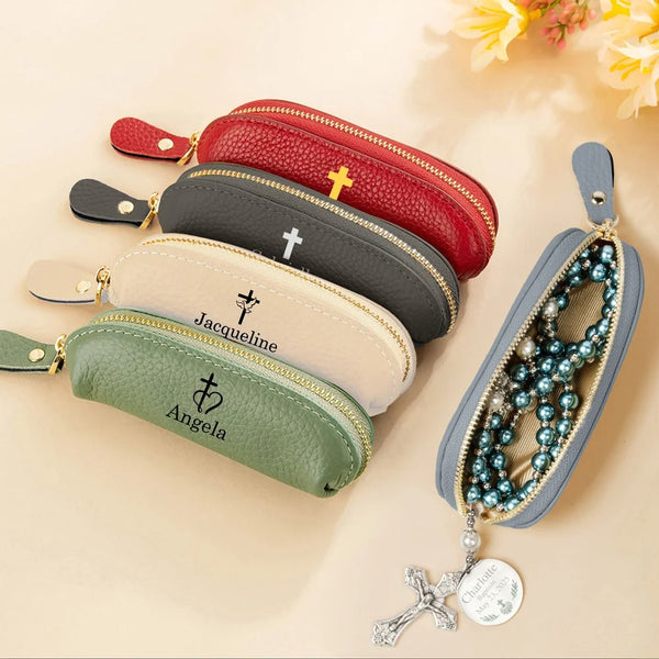 Personalized PU Leather Rosary Coin Purse with Name