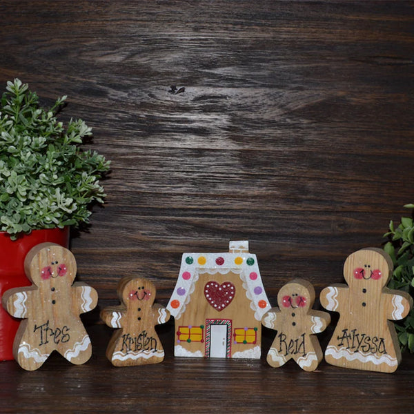 Christmas Decor Personalized Gingerbread Family Set