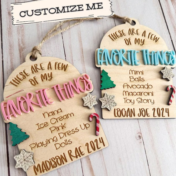 Custom Kid's Christmas Ornament, My Favorite Things