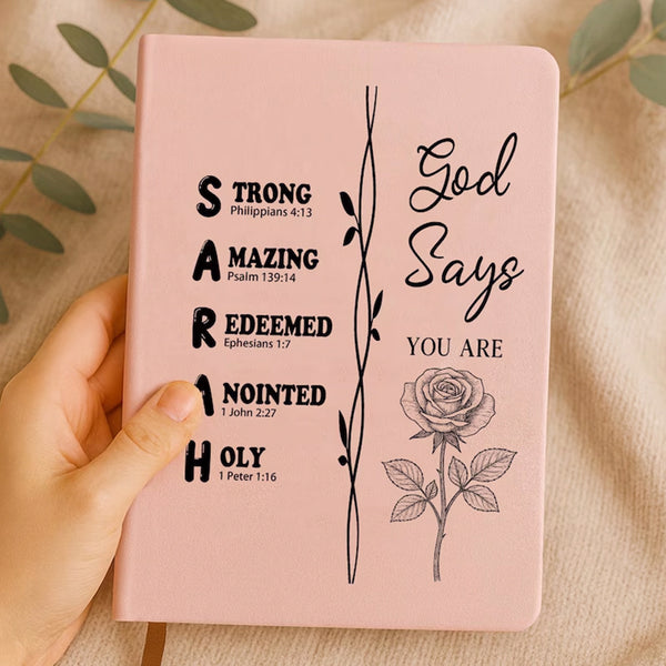 Personalized Christian Name Journal With Bible Verses, Custom Scripture Gift for Women