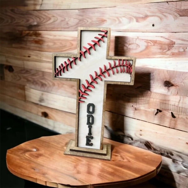 Personalized Baseball Cross, Boys Baptism Gift