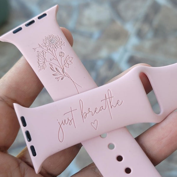 Birthday Flower, Birth Month Floral Wildflower Silicone Band Laser Engraved Birthday Gift